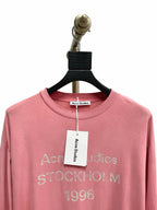 Pink Cotton Tonal Text Long-Sleeve - Men's