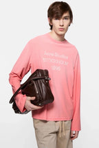 Pink Cotton Tonal Text Long-Sleeve - Men's
