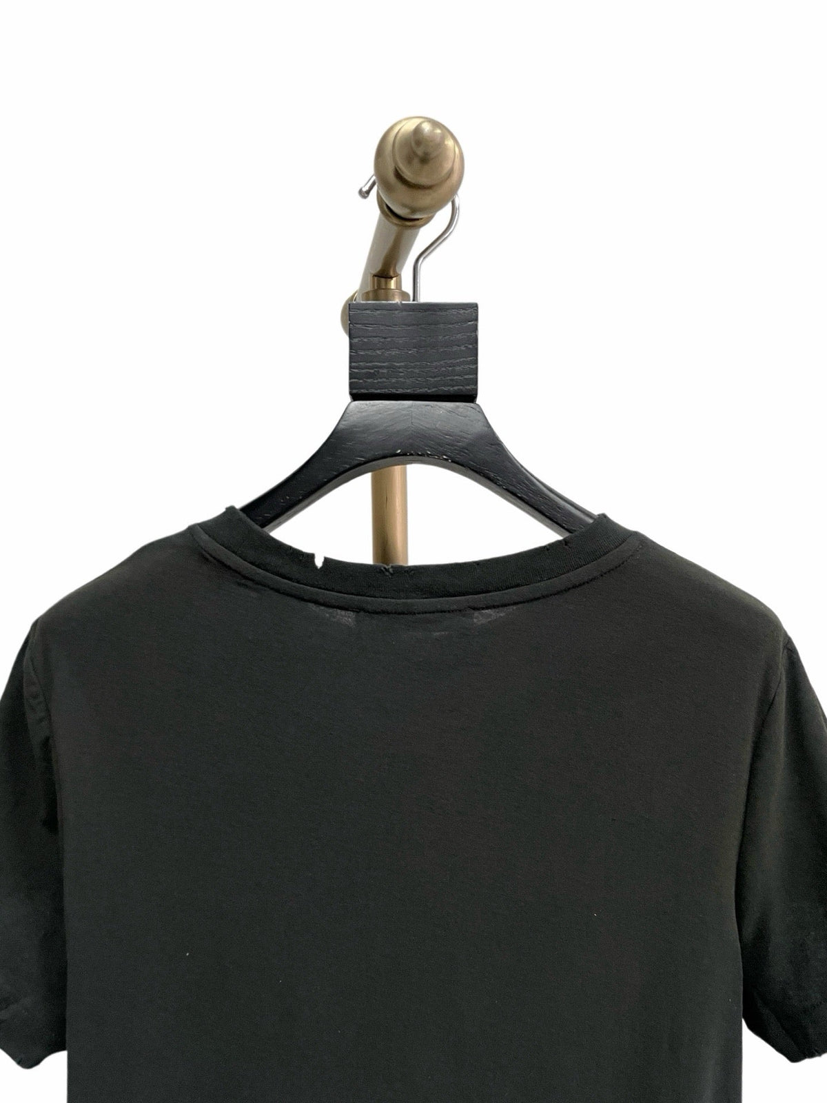 Black Cotton Small Text Short-Sleeve - Men's