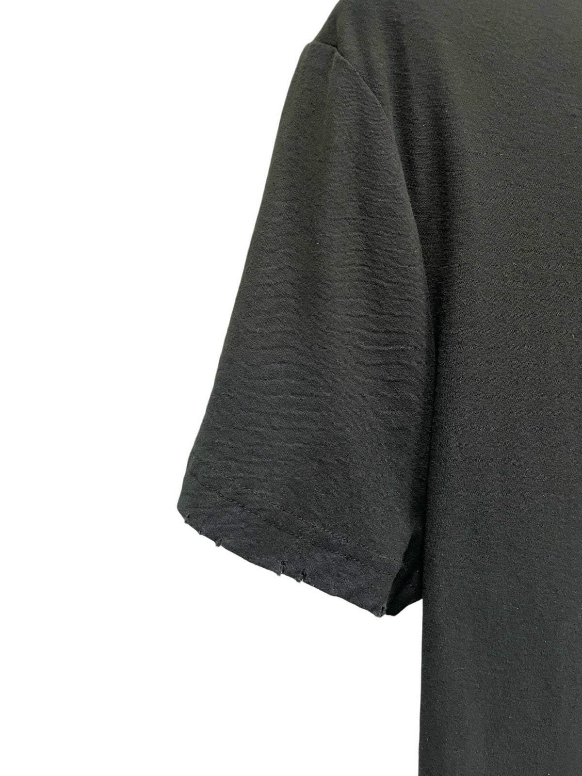 Black Cotton Small Text Short-Sleeve - Men's