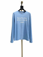 Blue Cotton Text Print Long-Sleeve - Men's