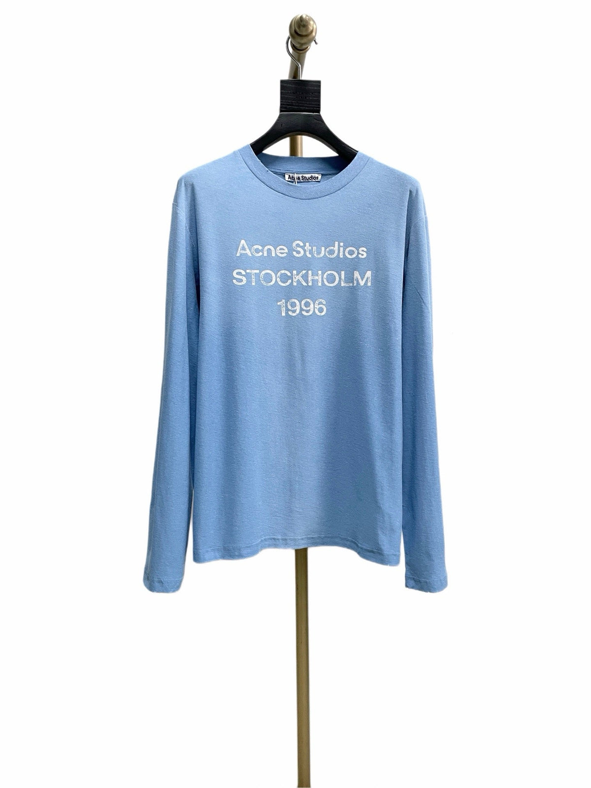 Blue Cotton Text Print Long-Sleeve - Men's