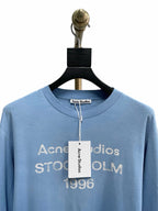 Blue Cotton Text Print Long-Sleeve - Men's