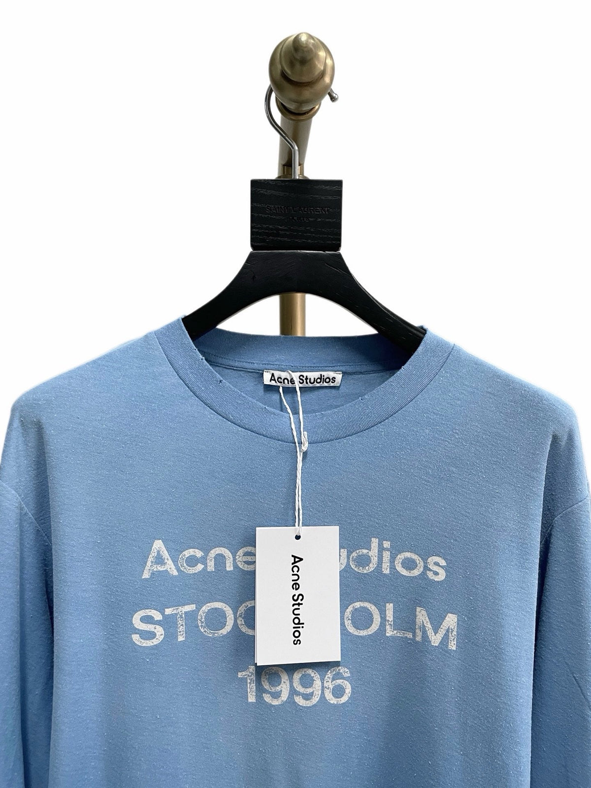Blue Cotton Text Print Long-Sleeve - Men's