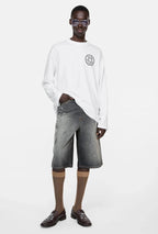 Black Cotton Motif Long-Sleeve - Men's