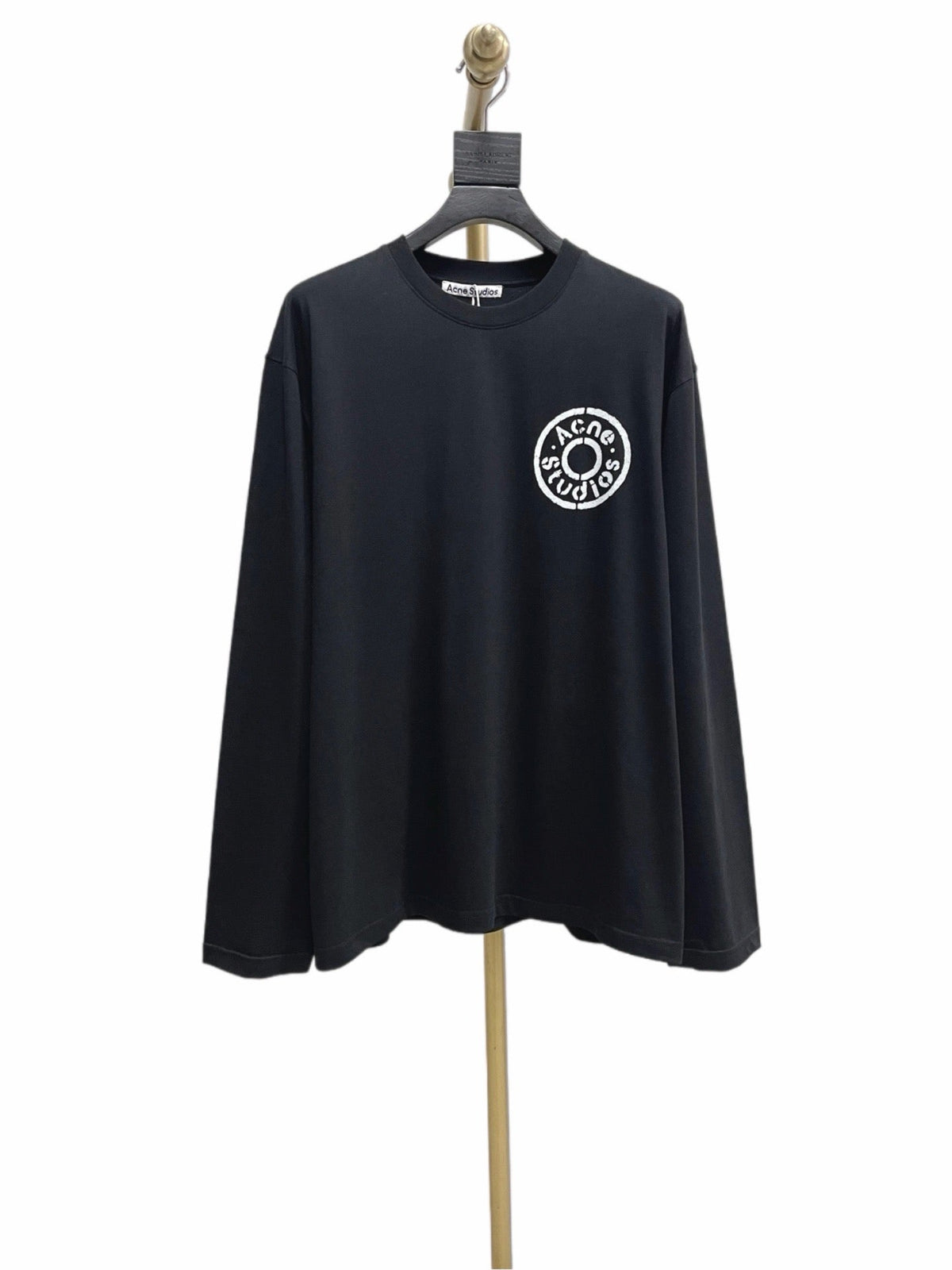 Black Cotton Motif Long-Sleeve - Men's