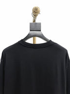 Black Cotton Motif Long-Sleeve - Men's