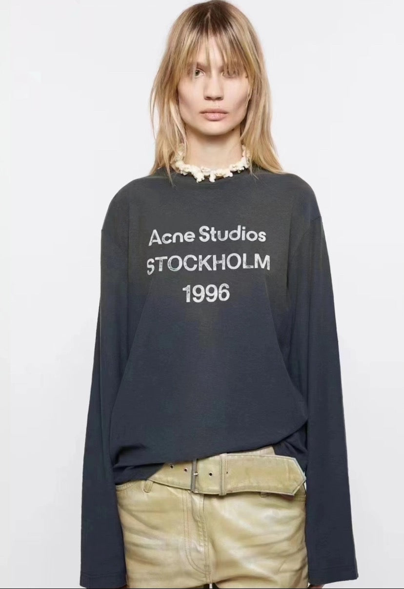 Black Cotton Text Print Long-Sleeve - Men's