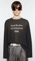 Black Cotton Text Print Long-Sleeve - Men's