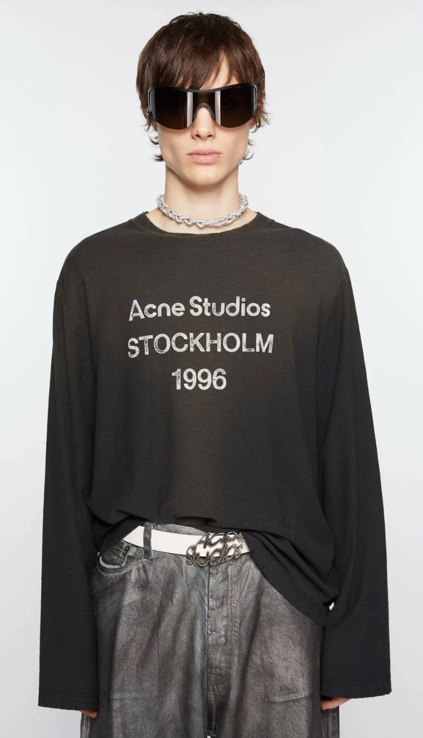 Black Cotton Text Print Long-Sleeve - Men's