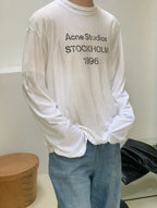 Black Cotton Text Print Long-Sleeve - Men's