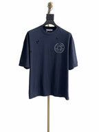 Navy Cotton Motif Short-Sleeve - Men's