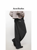 Black Cotton Elasticated Wide-Leg - Men's