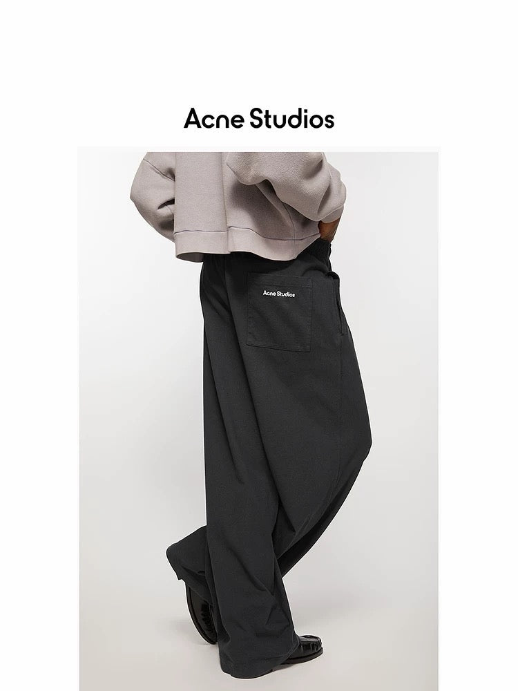 Black Cotton Elasticated Wide-Leg - Men's