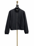 Black Wool Plain Bomber - Men's
