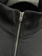Black Wool Plain Bomber - Men's