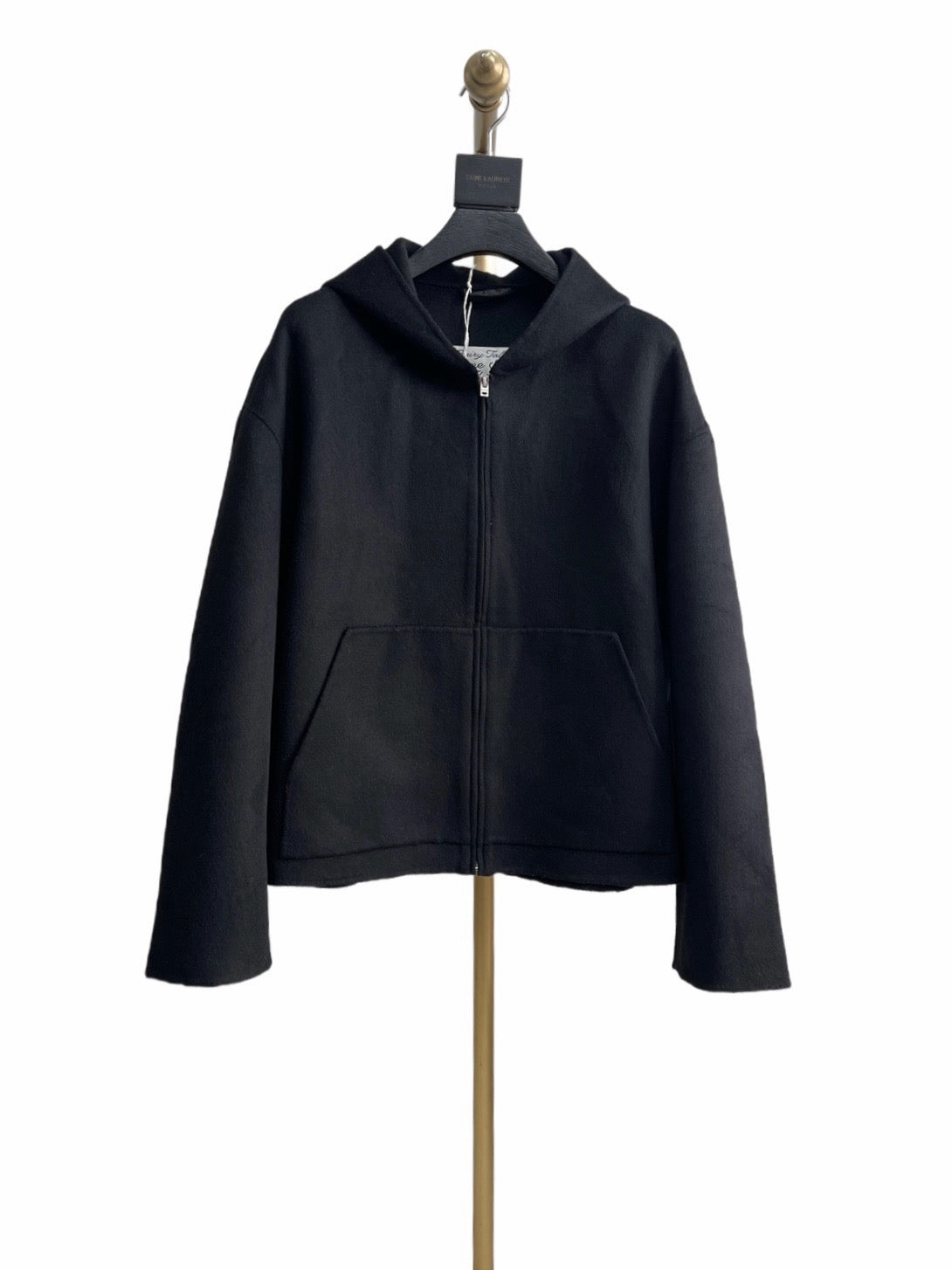 Black Cotton Cropped Zip-Through - Men's