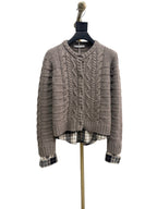 Brown Wool Cable Cardigan - Men's