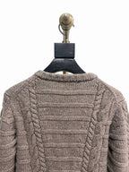 Brown Wool Cable Cardigan - Men's