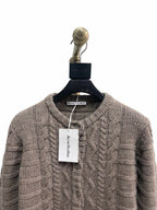 Brown Wool Cable Cardigan - Men's