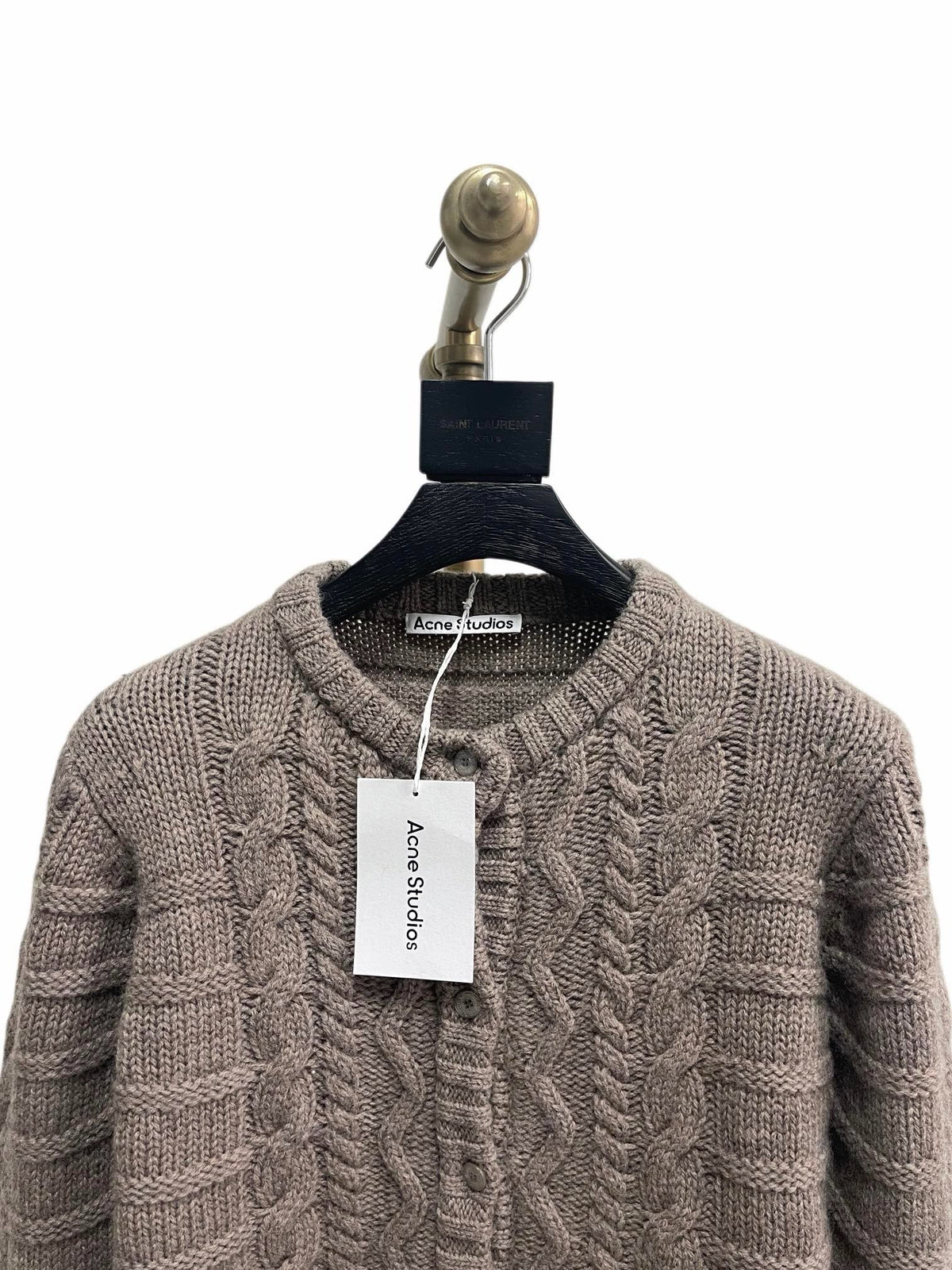 Brown Wool Cable Cardigan - Men's