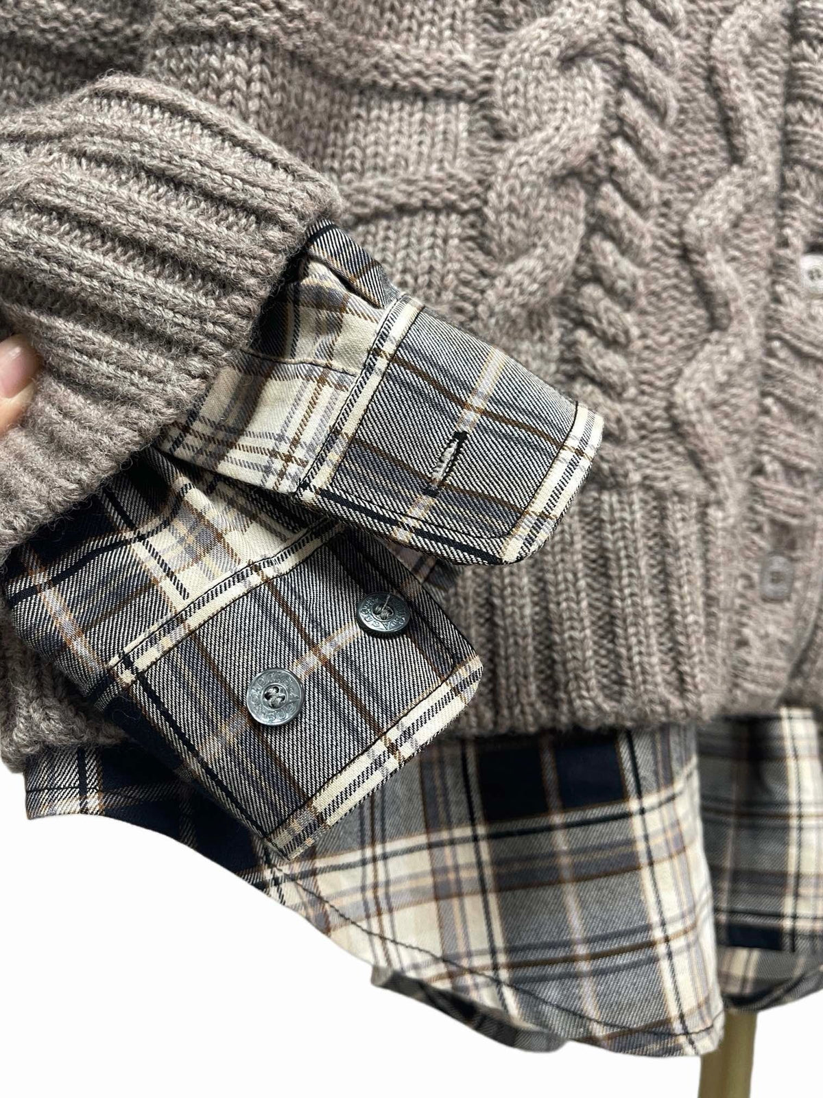 Brown Wool Cable Cardigan - Men's