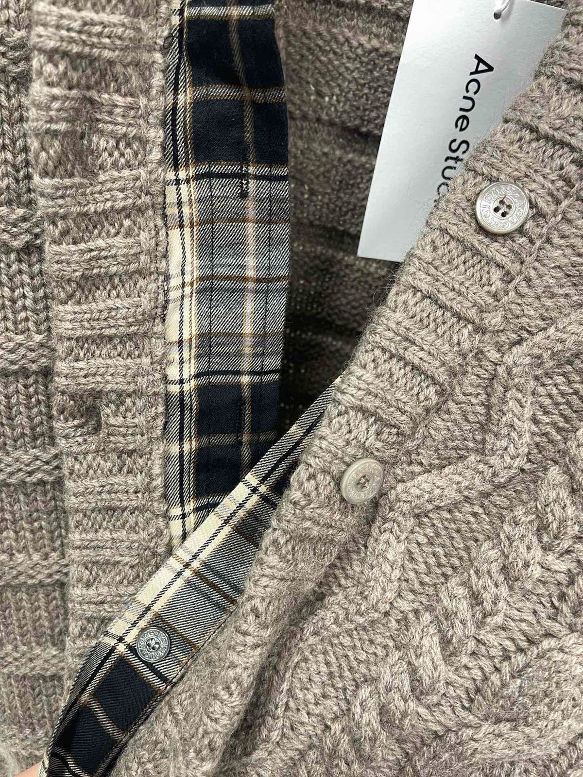 Brown Wool Cable Cardigan - Men's