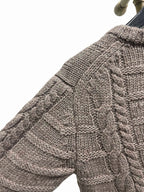 Brown Wool Cable Cardigan - Men's