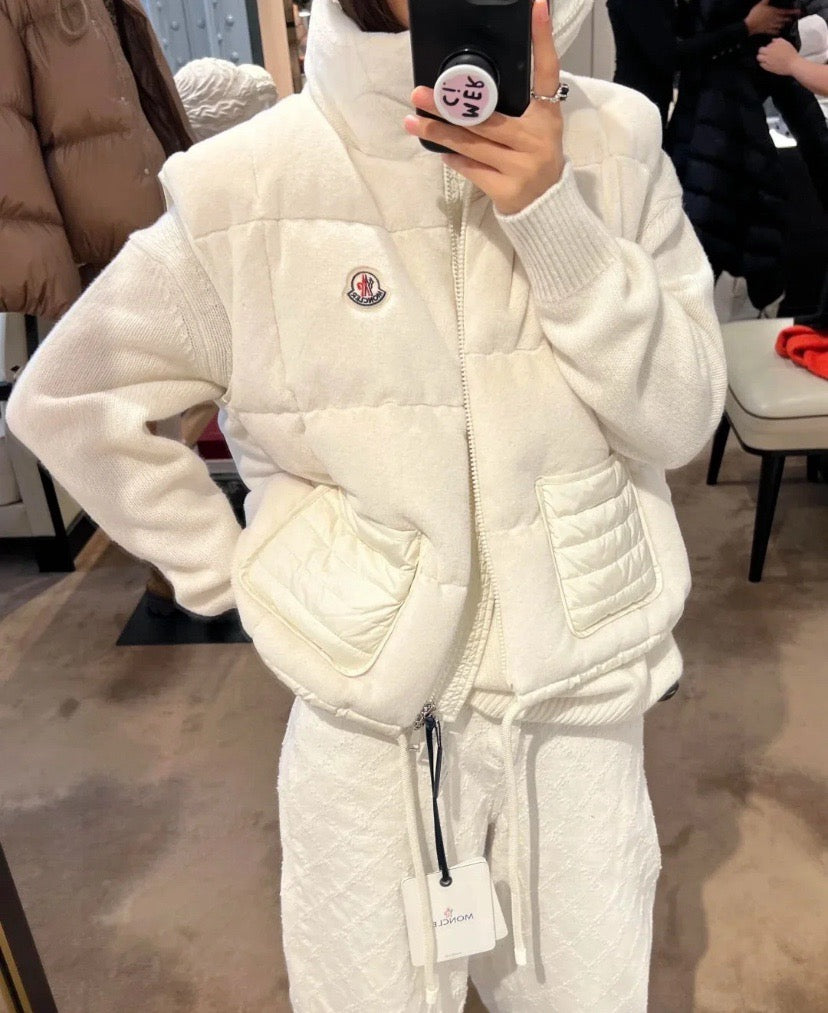 White Nylon Quilted Gilet - Men's