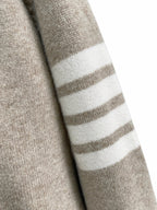 Beige Wool Bar Stripe Cardigan - Men's