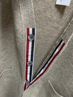 Beige Wool Bar Stripe Cardigan - Men's
