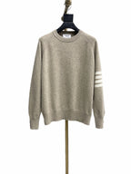 Beige Wool Plain Crewneck - Men's