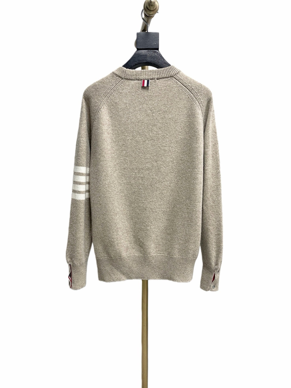 Beige Wool Plain Crewneck - Men's