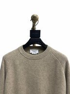 Beige Wool Plain Crewneck - Men's