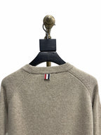 Beige Wool Plain Crewneck - Men's