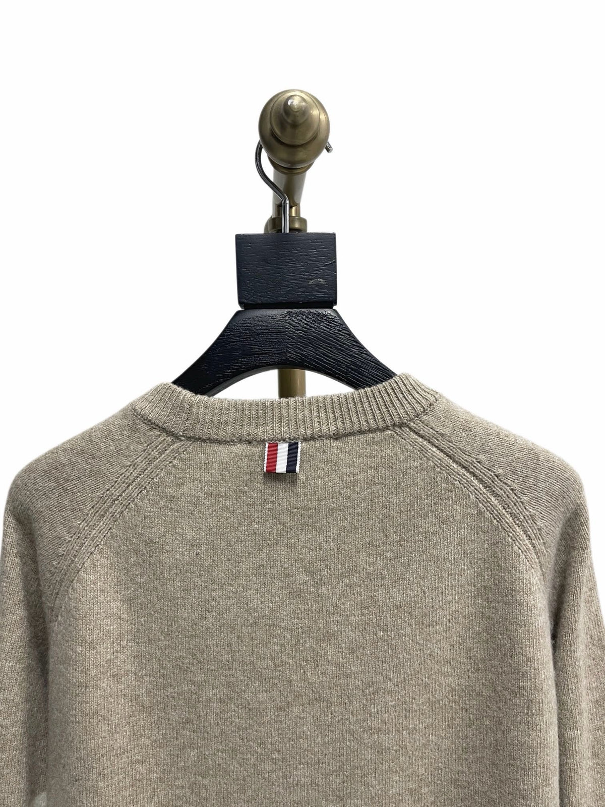 Beige Wool Plain Crewneck - Men's