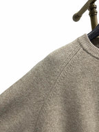 Beige Wool Plain Crewneck - Men's