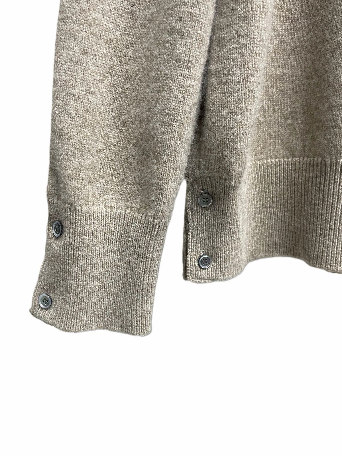 Beige Wool Plain Crewneck - Men's