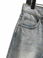 Blue Denim Distressed Straight - Men's