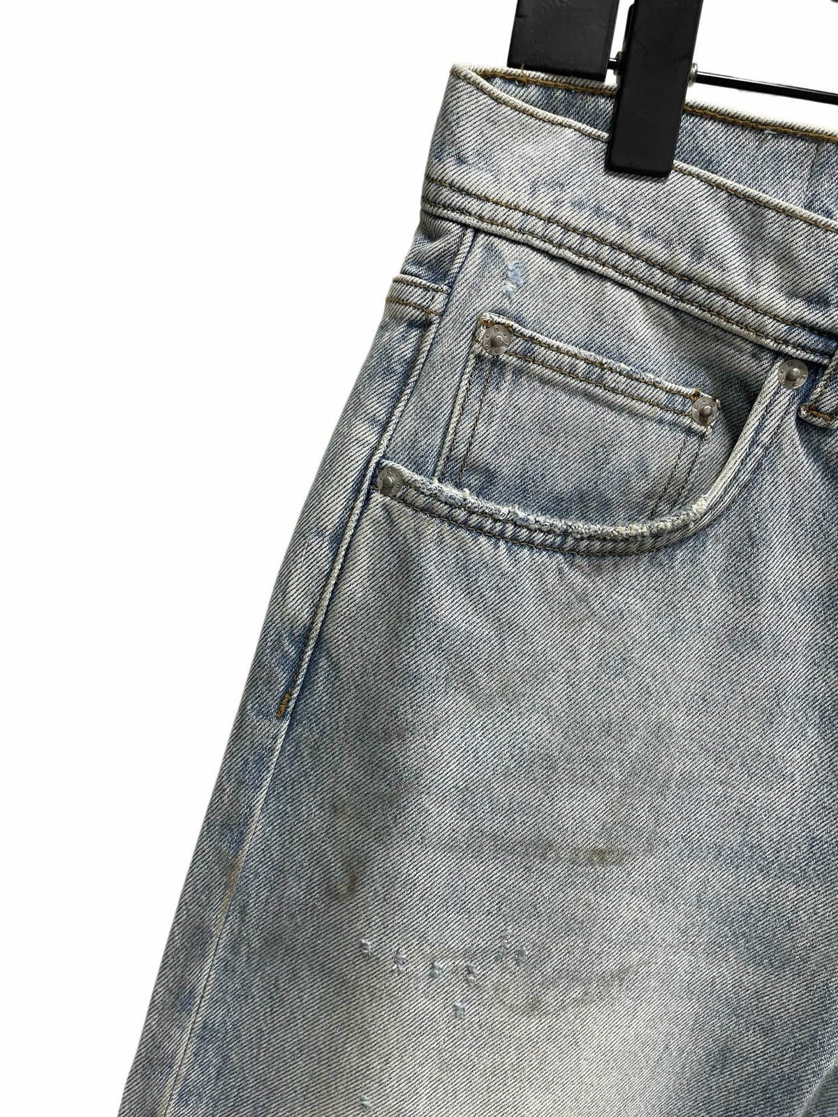 Blue Denim Distressed Straight - Men's