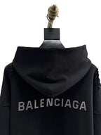 Black Cotton Distressed Pullover - Men's