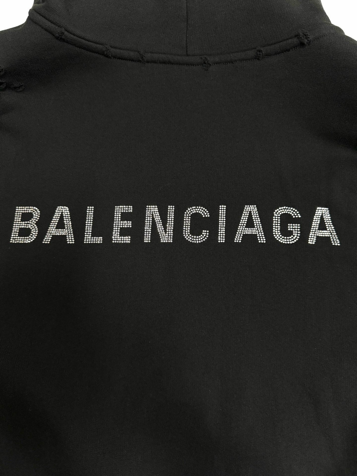 Black Cotton Distressed Pullover - Men's