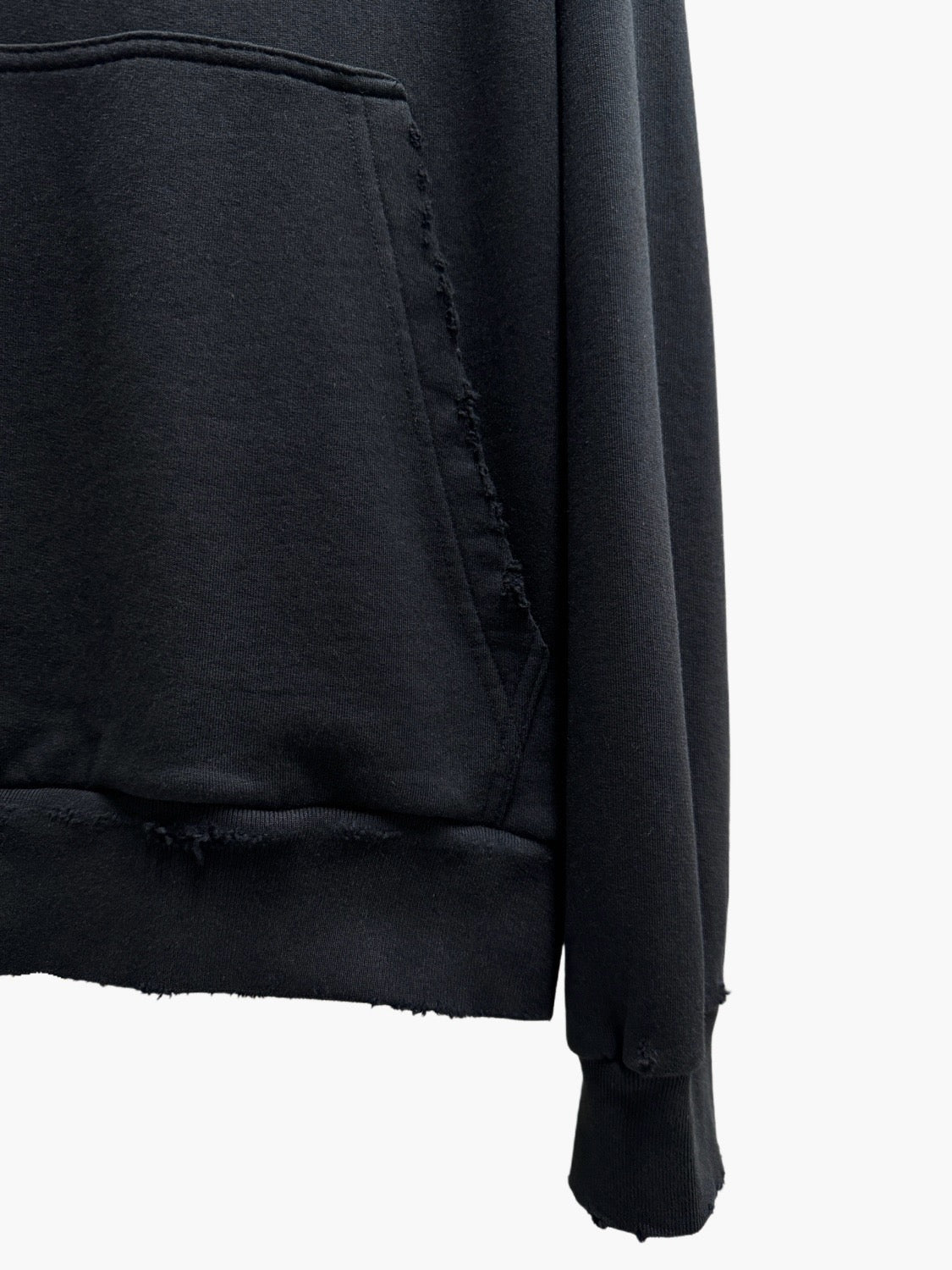 Black Cotton Distressed Pullover - Men's