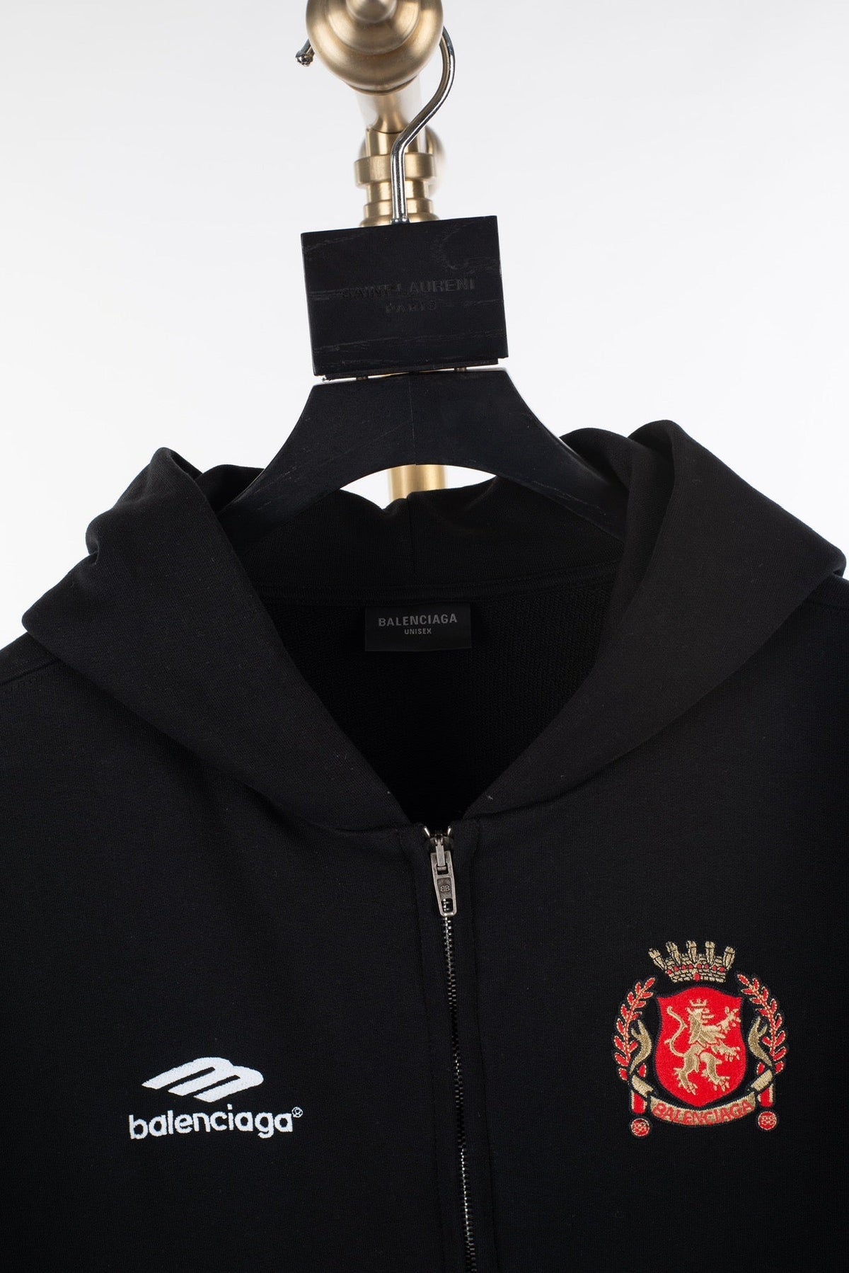 Black Cotton Logo Zip-Through - Men's