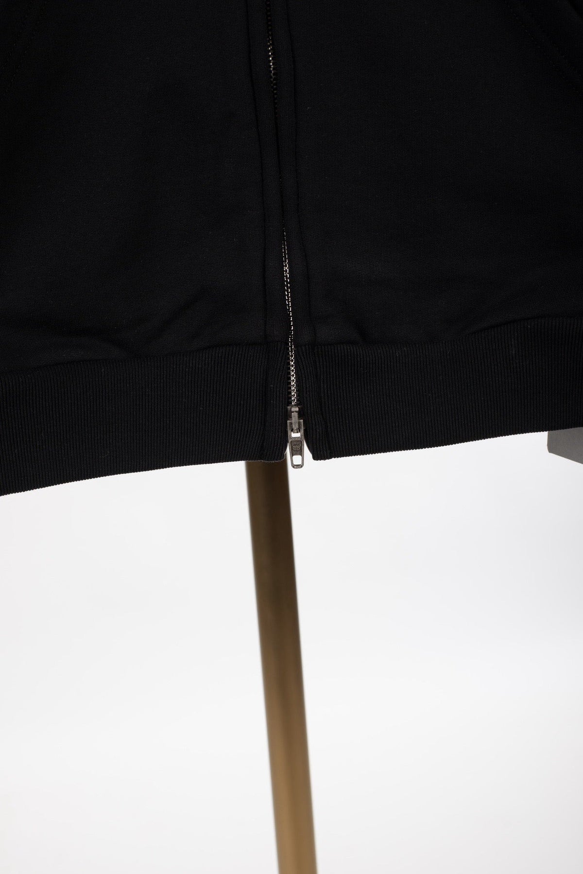 Black Cotton Logo Zip-Through - Men's