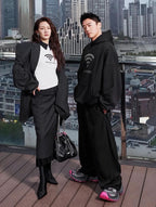 Black Cotton Graphic Pullover - Men's