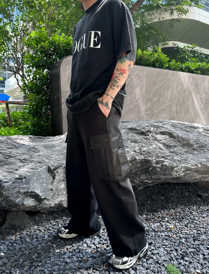 Black Cotton Drawstring Cargo - Men's