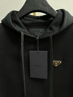 Black Cotton Logo Zip-Through - Men's