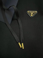 Black Cotton Logo Zip-Through - Men's