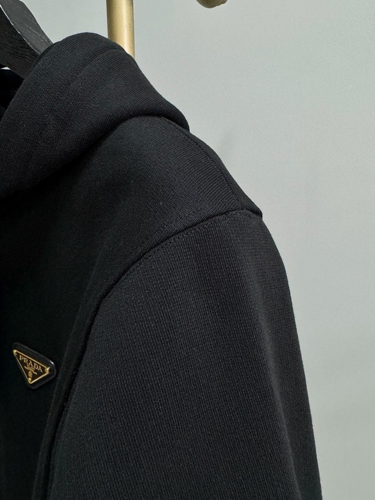 Black Cotton Logo Zip-Through - Men's